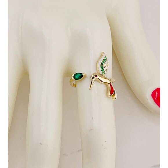 ❤️ 10k solid gold hummingbird ❤️ Size 7 or 8 - can be adjusted colibri - Picture 6 of 9